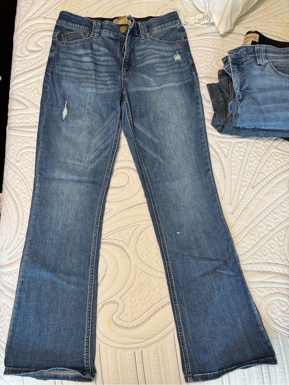 Democracy Distressed Medium Blue Flare Jeans